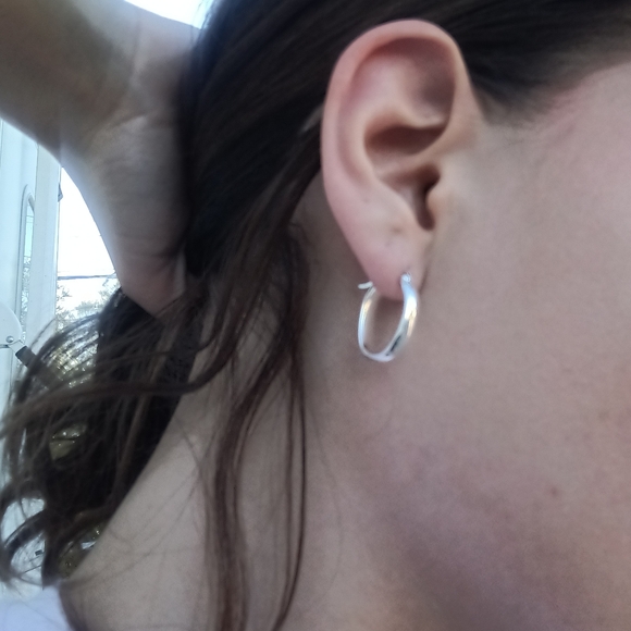 Delicate Sterling Silver Hoop Earrings - Picture 4 of 4